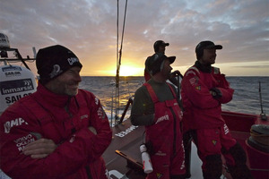 A gathering at sunset aboard Camper. Photo / Hamish Hooper
