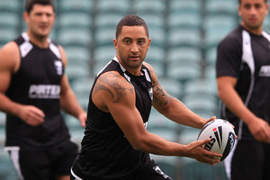 Captain Benji Marshall at the New Zealand Kiwis Rugby League training at North Harbour Stadium. Photo / Greg Bowker.