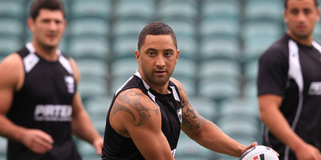 Captain Benji Marshall at the New Zealand Kiwis Rugby League training at North Harbour Stadium. Photo / Greg Bowker.