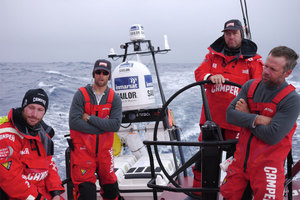 Adam Minoprio, Daryl Wislang, Tony Rae, Chris Nicholson onboard CAMPER with Emirates Team New Zealand. Photo / Hamish Hooper