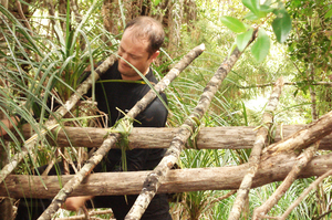Building a shelter, fire-making and forging friendships are on the agenda for SOS Survival Training. Photo / Supplied