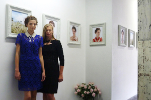 Kate Sylvester (right) at her gallery-based presentation in Sydney. Photo / Supplied