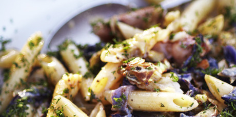 Cabbage, bacon and mascarpone penne. Photo / Brian Culy