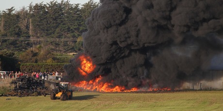 The huge fire caused traffic chaos. Photo / Mark Purdue