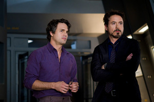 Mark Ruffalo and Robert Downey Jr. in a scene from The Avengers. Photo / Supplied