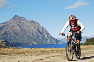 Russell Baillie and Lake Hawea ... the scenery's great, but it's hard work. Photo / Supplied