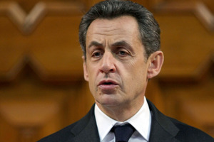 The first-round French presidential vote was reported on Twitter using World War Two codes. Photo / AP
