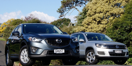 Mazda CX-5 and VW Tiguan. Photo / David Linklater