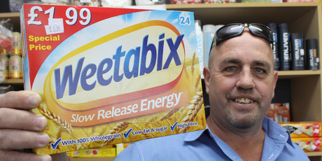 English Bob's Emporium owner Bob Wren has been threatened with legal action by Sanitarium for selling Weetabix. Photo / Waimea Weekly