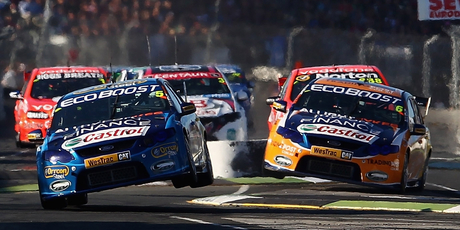 Mark Winterbottom's Ford swept ahead of Jamie Whincup's Holden, but the race was no walk over win for him. Photo / Supplied