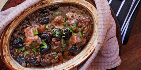 Duck, dried cherries and lentils. Photo / Babiche Martens