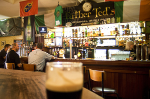 Getting a drink is hard at Father Ted's. Photo / Michael Craig