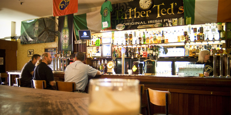Getting a drink is hard at Father Ted's. Photo / Michael Craig
