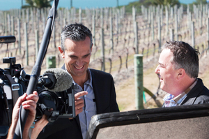 Judges Josh Emett and Simon Gault, filming Masterchef in Hawkes Bay. Photo / John Cowpland