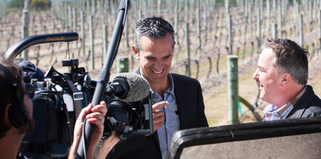 Judges Josh Emett and Simon Gault, filming Masterchef in Hawkes Bay. Photo / John Cowpland