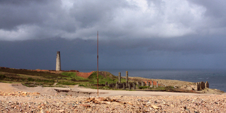 The remains of old coastal workings alongside the Geevor Tin Mine in Cornwall, where miners in the 1790s would work up to 12 hours a day slowly breaking through the rock. Photo / Jim Eagles