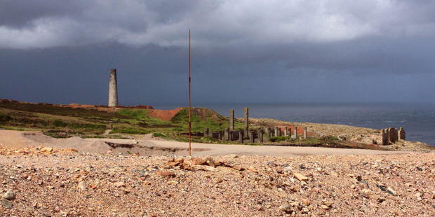 The remains of old coastal workings alongside the Geevor Tin Mine in Cornwall, where miners in the 1790s would work up to 12 hours a day slowly breaking through the rock. Photo / Jim Eagles