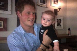 Baby Ace's All Black supporter jersey caught Prince Harry's eye in a London restaurant Photo / Keith Glasgow
