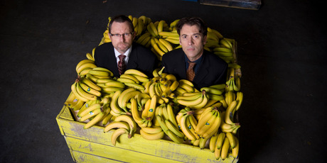 James Elliott, left, and John Glass will be too busy for pre-show rituals ahead of their Comedy Festival offering this year, 'Monkey Business'. Photo / Michael Craig