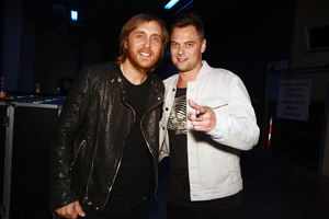 David Guetta and Tim Phin at Vector Arena, last night. Photo / Herald on Sunday