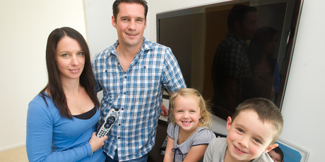 Audrey and Chris Henderson with Lucy, 3, and Dylan, 5. Photo / Jason Dorday