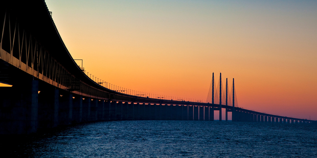 The four-kilometre-long Oresund Bridge links Copenhagen in Denmark with Malmo in Sweden. Photo / Thinkstock