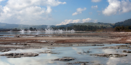 The bubbling milky waters at Sulphur Point are great for children on a family amble in Rotorua. Photo / Jessica Kate Williamson
