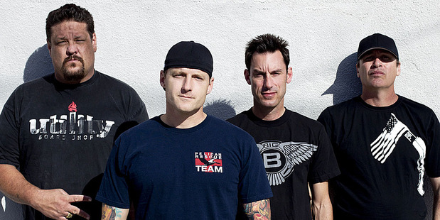 A new-look Pennywise with new singer Zoltan Teglas, second from left. Photo / Supplied