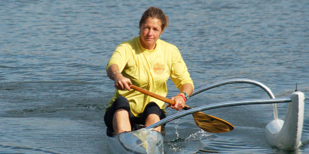 Alone, paddling her waka on Lake Rotoiti, is pure peace for Sarah Uhl. Photo / Supplied