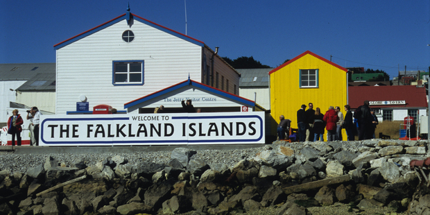 The waterfront in the Falkland Islands' main town of Stanley. Photo / Susan Buckland