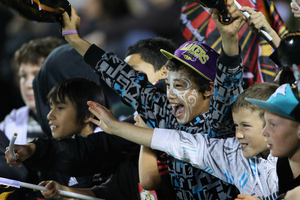 Fans cheer on the Chiefs at Growers Stadium in Pukekohe. Photo / Getty Images
