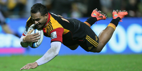 Lelia Masaga of the Chiefs dives in for a try. Photo / Getty Images