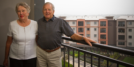 Allane and George Duffee, pictured at their apartment in Metlifecare's The Poynton, are among the rising numbers of elderly moving to retirement villages. Photo / Greg Bowker