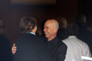 John Potter greets mourners. Photo / Janna Dixon