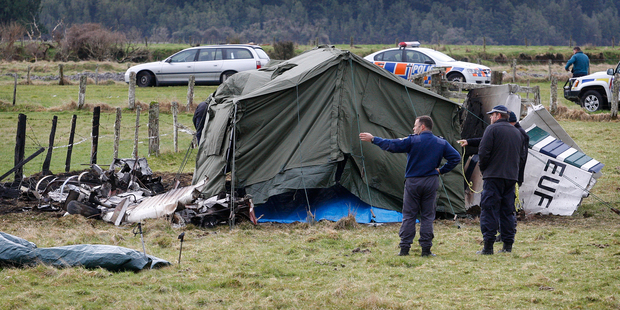 A fatal aeroplane accident at the Fox Glacier airfield in South Westland. Photo / Sarah Ivey