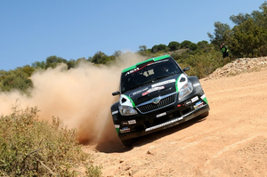 Hayden Paddon and John Kennard in action during shakedown for Rally Portugal. Photo / Honza Fronek