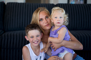 Kim Sims says she and her children Corbin and Mea are desperate to have the body of husband Blair returned. Photo / Stewart Nimmo