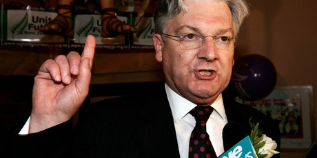 Peter Dunne speaking to supporters after winning his Ohariu Belmont seat at the 2005 election. Photo / Anthony Phelps