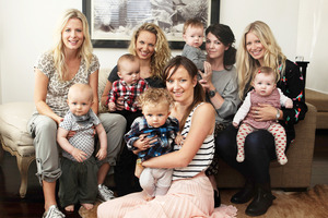 (From left) Shelley Ferguson and Flynn, Charlotte Corby and Elliot, Lucy Slater and Ed, Rachel Morton and Johnny and Olivia Hemus and Maggie. Photo / Olivia Hemus