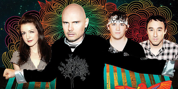 The new-look Smashing Pumpkins, featuring bassist Nicole Fiorentino, front man Billy Corgan, drummer Mike Byrne and guitarist Jeff Schroeder. Photo / Supplied
