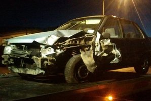A driver crashed into the car, moving it 10 metres up the road. Photo / Bay of Plenty Times
