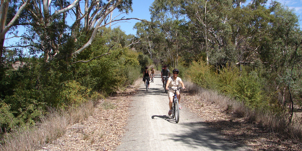 Cyclists on the Riesling Trail in South Australia's Clare Valley. Photo / AAP
