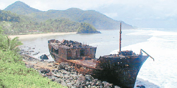 A shipwreck in Pago Pago on the island of Tutuila, American Samoa. Photo / David Arrowsmith