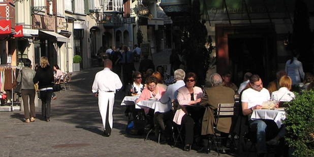 Zurich is full of narrow old lanes. Photo / Jim Eagles