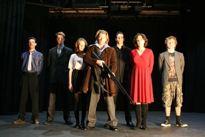 The cast of Tadpole Productions' The Lion in Winter (left to right), Brendan Lovell, Alex Walker, Emma Fenton, Erroll Shand, Elliot Wrightson, Louise Wallace, Daniel Bonner. Photo / Alex Olivier