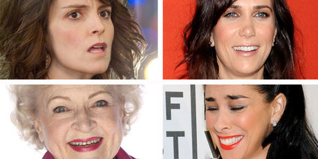 (Clockwise from top left) Tina Fey, Kristin Wiig, Sarah Silverman and Betty White. Photo / Supplied/AP