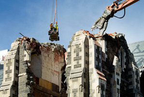 Partial demolition of the Christchurch Cathedral is already underway and a temporary "cardboard cathedral" (above) has been planned. Photo / Simon Baker