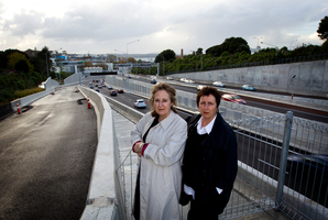 Christine Cavanagh (right) and fellow Herne Bay Residents Association member Julia Cahill say the loss of the Wellington St offramp is creating huge problems. Photo / Sarah Ivey