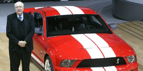 Carroll Shelby stands next to the 2006 Ford Shelby Cobra GT500 at the New York motor show. Photo / 