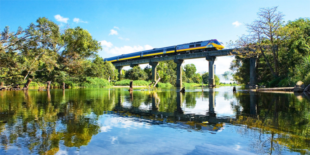 The Sunlander train travelling through Queensland. Photo / Supplied